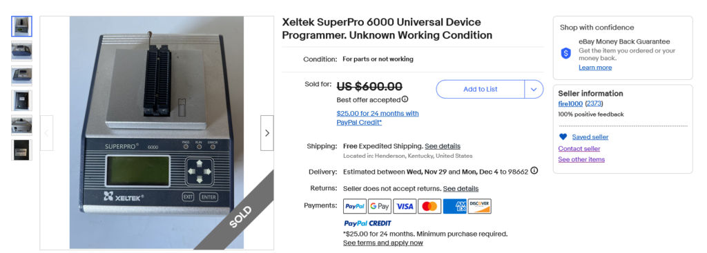 Xeltek Superpro 6000 Universal Programmer Ebay Gamble