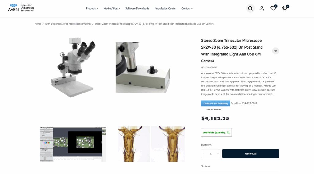 Aven Tools Part # 26800B-383 Microscope Not Repairable 