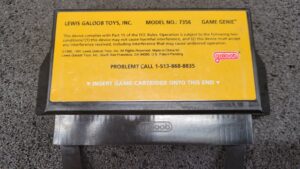 Galoob Game Genie (Model 7356) NES Back