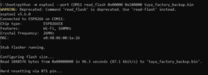 King Electrical Manufacturing K901-B TH-1251TY-A-V0-2110 Hoot TYWE1S Espressif ESP8266EX WIFI Backup Successful